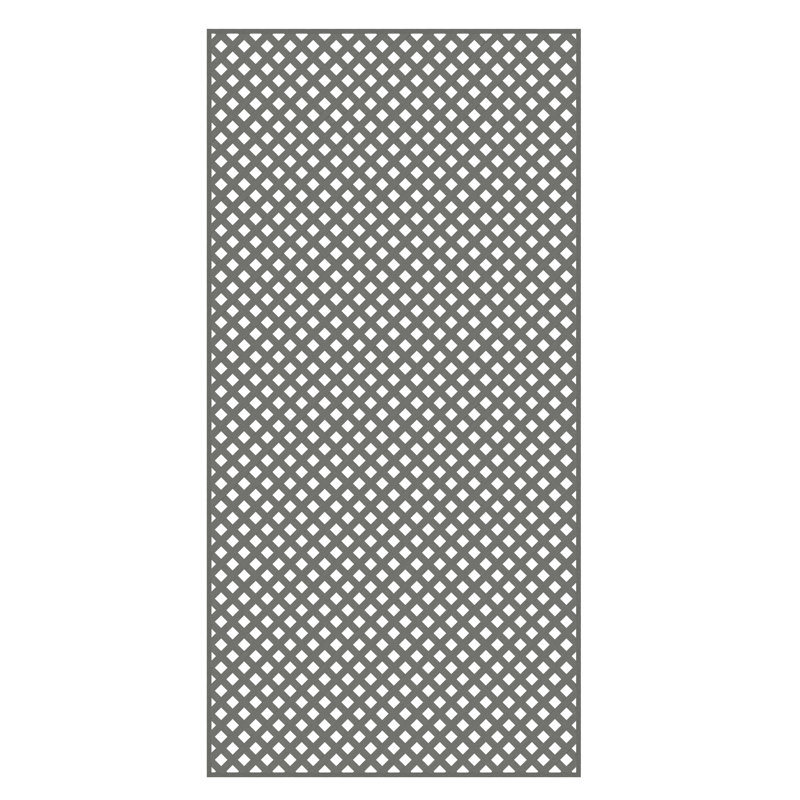 96" H x 48" W Vinyl Diamond Privacy Lattice Panel, Gray