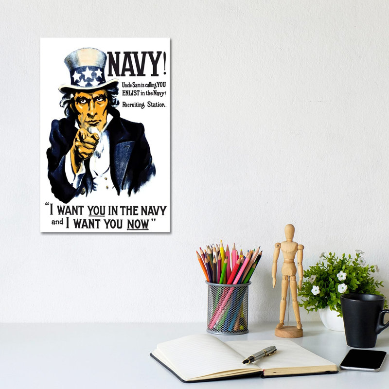 Vintage WWI Poster Of Uncle Sam Pointing At The Reader - Wrapped Canvas Print, 20.32 cm H x 30.48 cm W