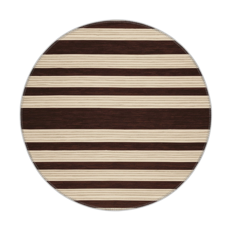 Tapis intérieur / extérieur noir HorizontalStripes, Rond 5 pi