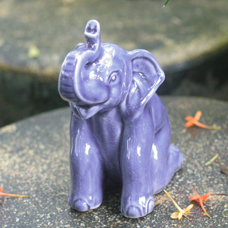 Figurine en céramique éléphant welcome celadon Gaetan