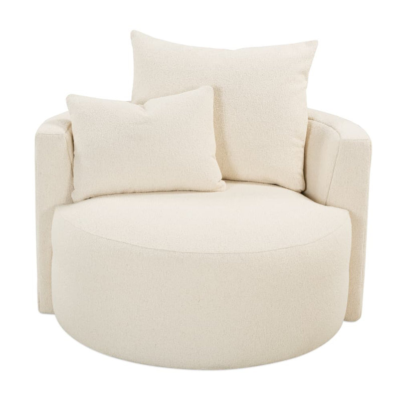 Leander Linen Swivel Barrel Chair, Bone White (107CR-43)