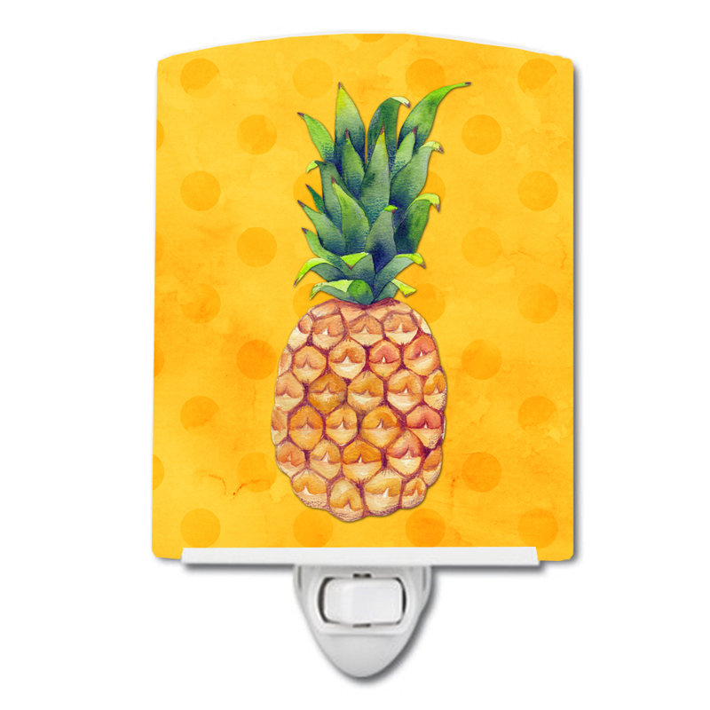 Éclairage de nuit en céramique ananas polkadot, Jaune