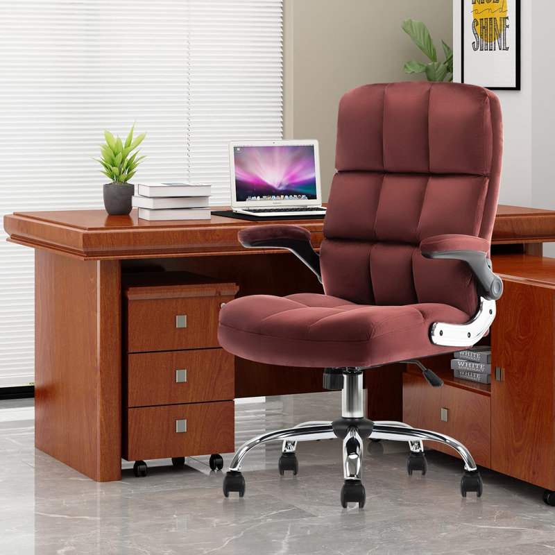 Fauteuil de direction en velours Mauitsby, Mauve