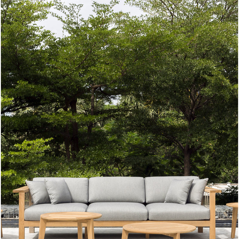 Maro Outdoor 4 - Piece Teak Conversation Set, 28.75" Diameter x 28.75" W x 14.19" H, Charcoal Chine