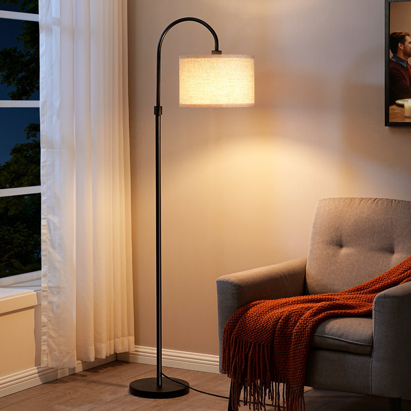 Lampe sur pied arquée 61,8 po Nantwich, Noir, noir, noir, noir