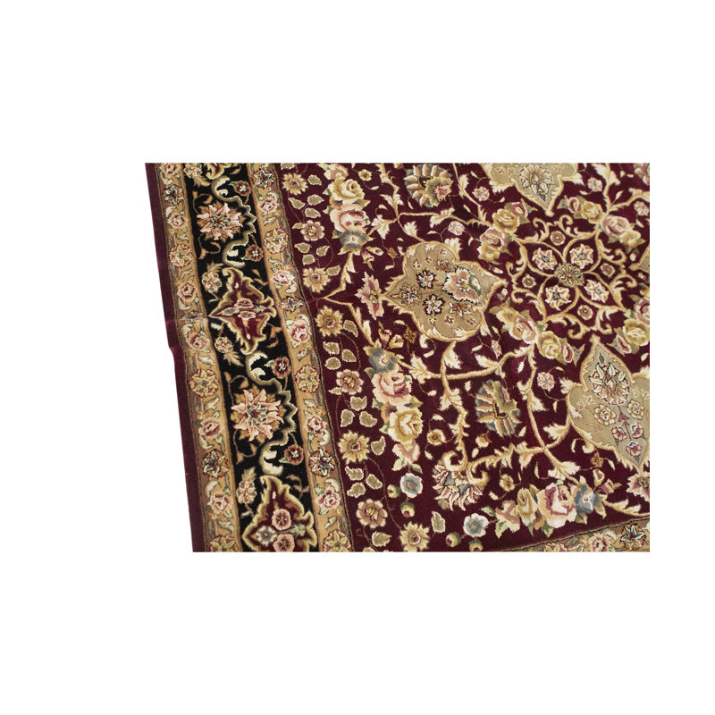 Hand-Knotted High-Quality Wine and Black Area Rug