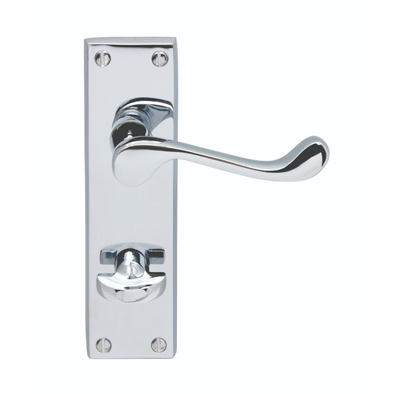 Hasse Bathroom Door Handle, Polished Chrome