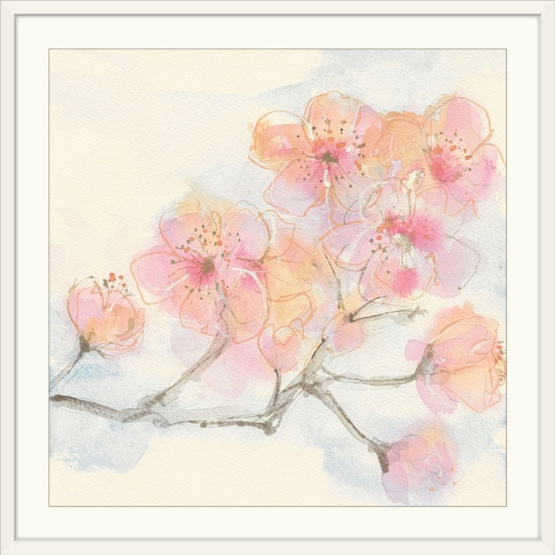 « iii » chris paschke, reproduction d’art Pink Blossoms, H 28 x l 28 po x P 1 po, Cadre blanc