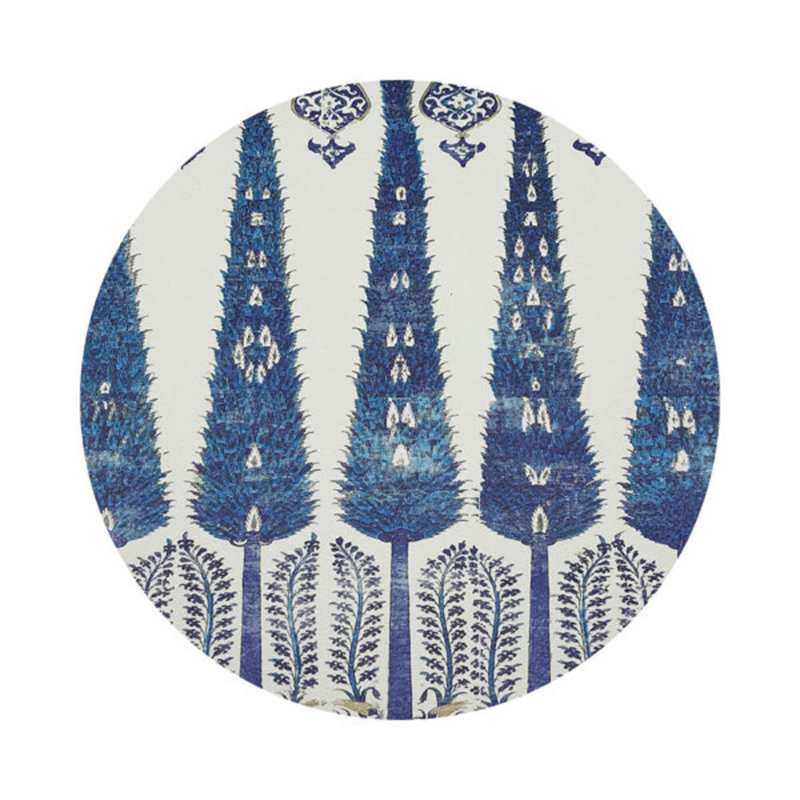 Topkapi Garden Turquoise Red Vegan Leather Round Coasters, Classic