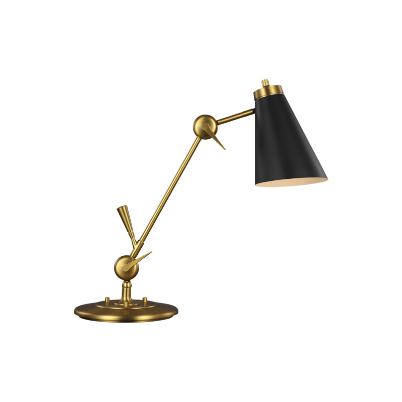 Adjustable Burnished Brass and Black Desk Lamp