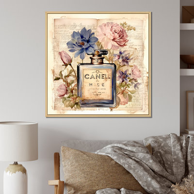 " Vintage Perfume Bottle With Blossoming Flowers "