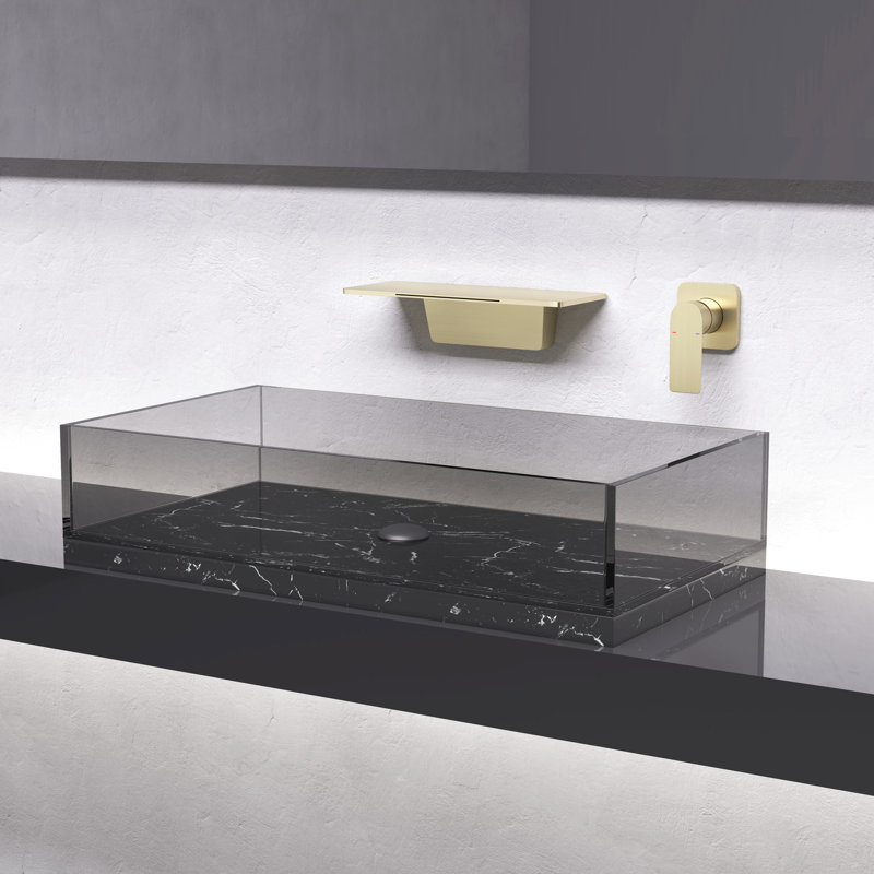 Brushed Gold Waterfall Sink Faucet For Bathroom Use - Constructed With Brass Longevity Single Feature Easy Water Modification To Optimize Space And Functionality In Intriguing Built
