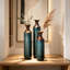 Ensemble de 3 vases en métal au feu de torche, grands vases de plancher à finition brûlée bleue pour décoration intérieure