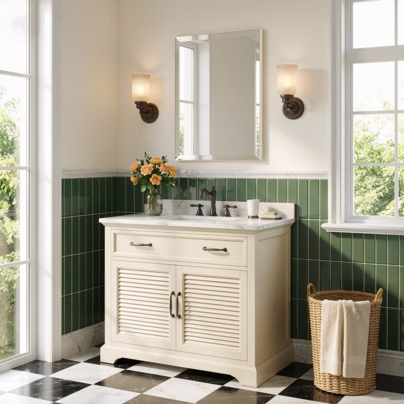 Aluminum Frame Bathroom Vanity Mirror,Tempered Glass Rectangle Wall Mirror, 24" x 36", Nickel