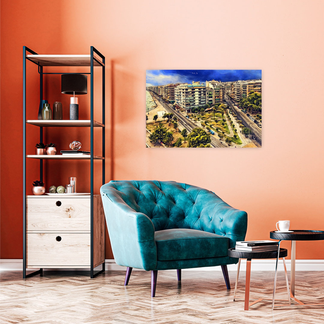 Vibrant Coastal Cityscape Vibrant Abstract Contemporary Architecture City Wall Art Print
