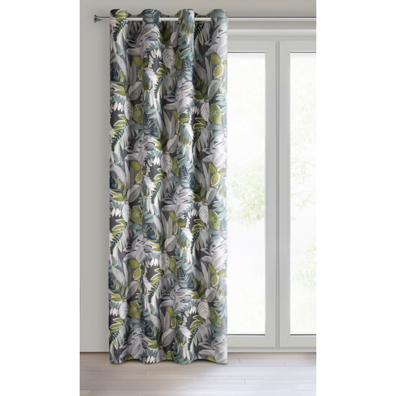 Marila Polyester Standard Eyelet Curtain Panel, Green