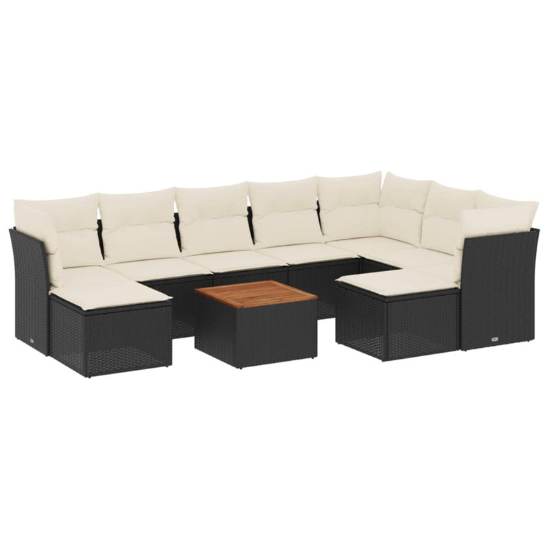 Vidaxl Garden Sofa Set Black And Cream White