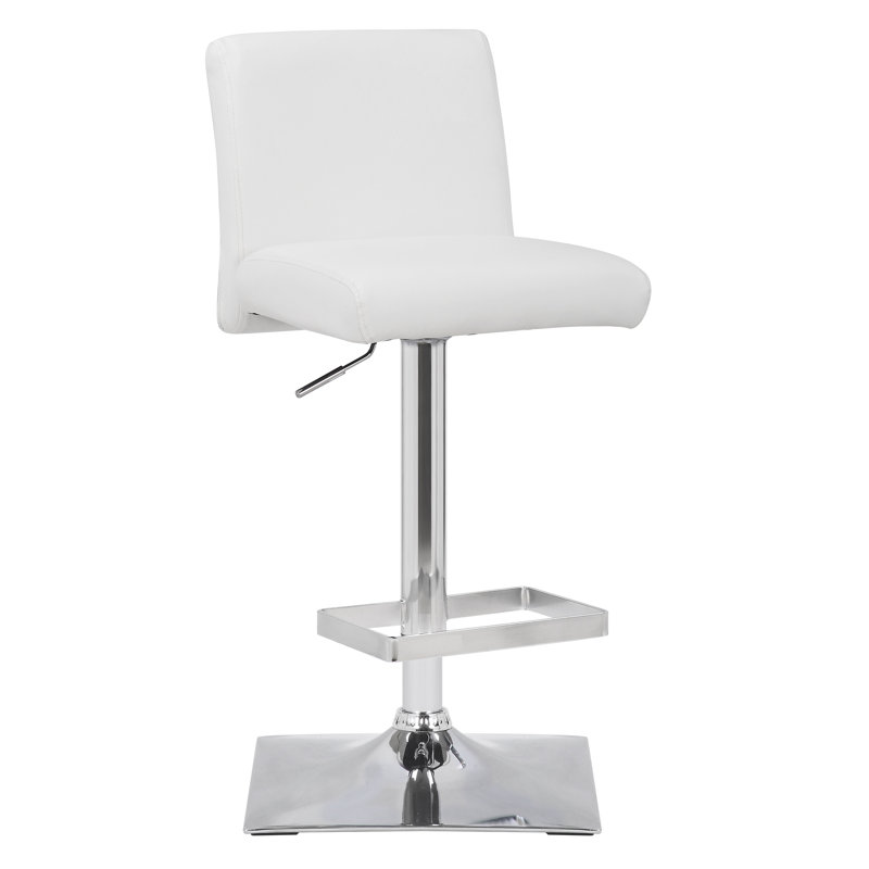 Snella Swivel Upholstered Adjustable Height Bar Stool, White