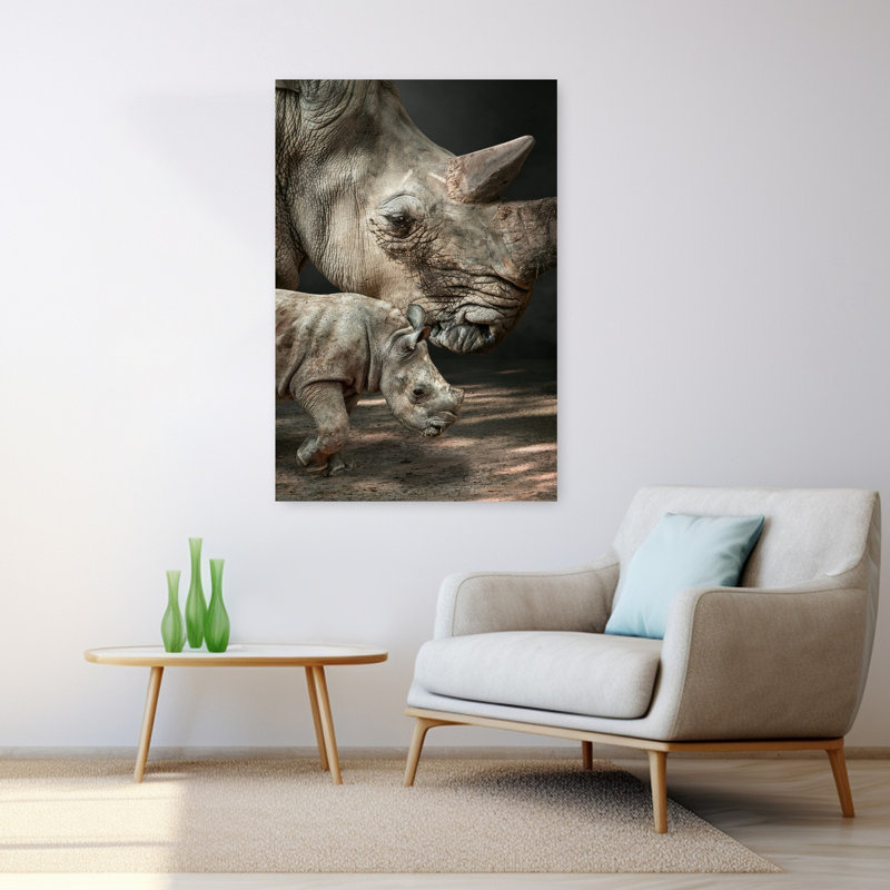 Rhinomom, art mural abstrait contemporain, H 48 po x l 32 po
