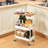 Metal Storage Trolley with Wooden Table Top