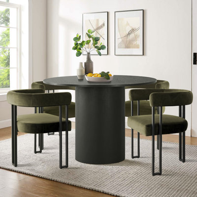 4 - Person Dining Table Sets With 41.5'' Round Table & 4 Upholstered Velvet Chairs