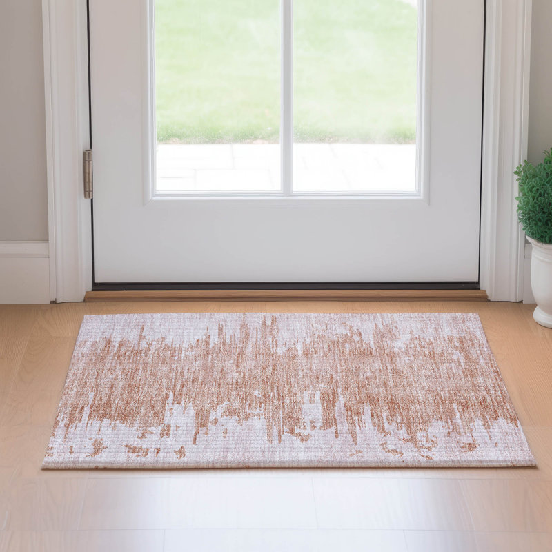 Premium Machine Washable Kolten Terracotta Rug, Rectangle 1'8" x 2'6"