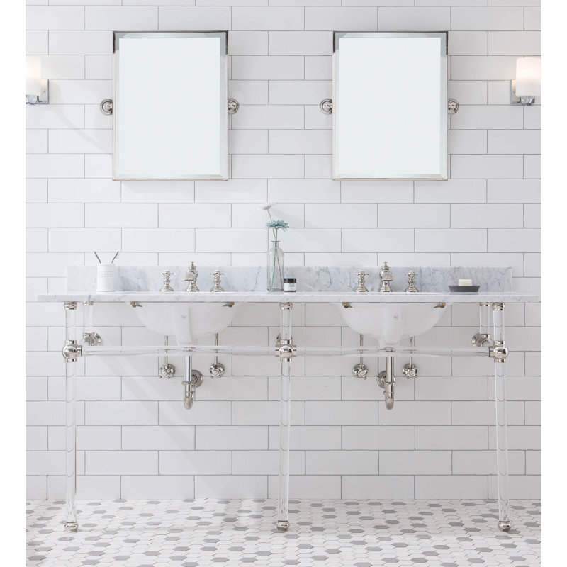Ellie 33 - Tall Oval Console Bathroom Vanity with Faucet and Overflow, Polished Nickel