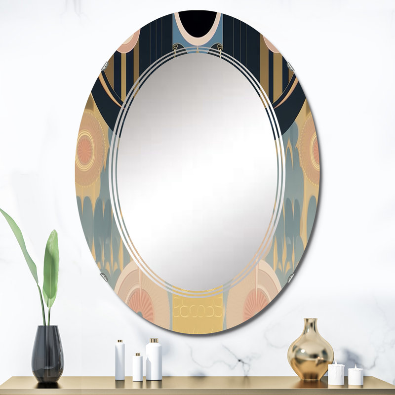 Curcuma - Miroir mural moderne ovale, 36 po x 24 po