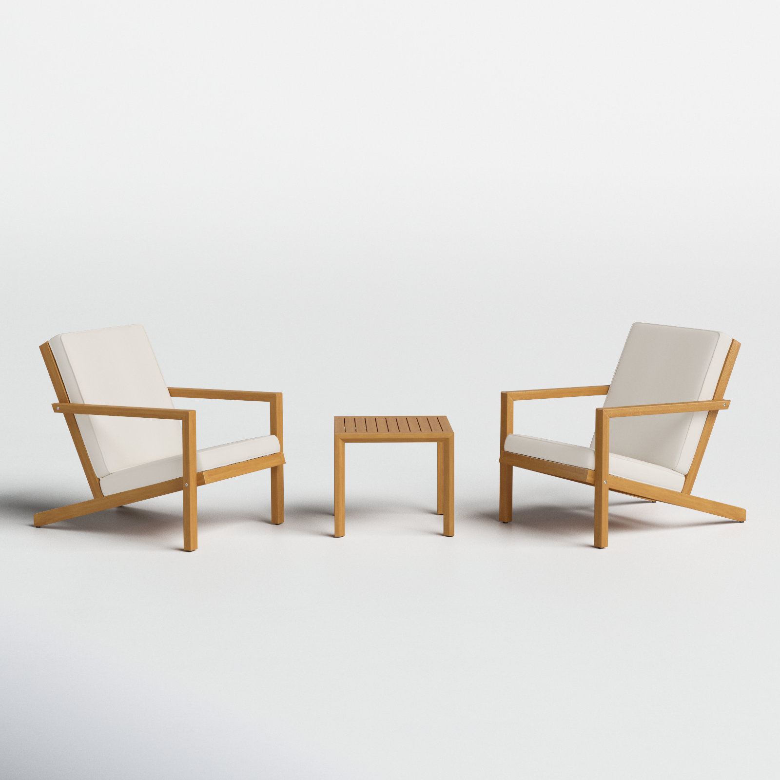 Aubrieana 3 - Piece Acacia Seating Group with Cushions, Teak, Cream