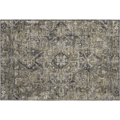 Premium Machine Washable Cerrito AMF570 Taupe Rug