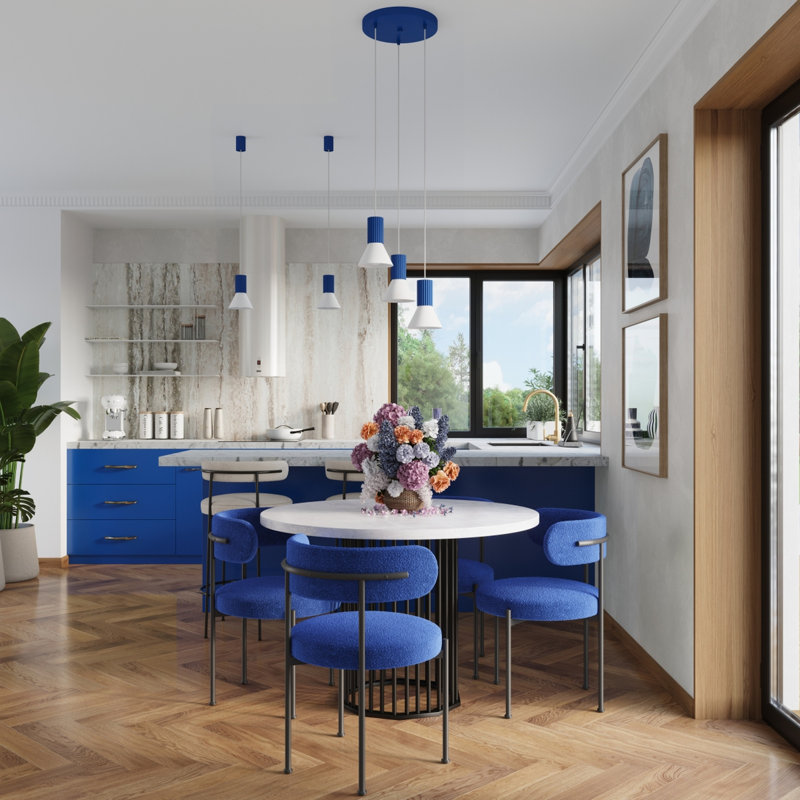 Pendant lamp ESTRIA 1 beige, 30x30x120 cm, White/Ultramarine, 3 Lights