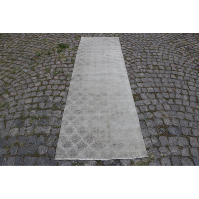 Vintage Green Oushak Turkish Rug - Decorative Runner for Kitchen, Stairs, or Rustic Home Decor