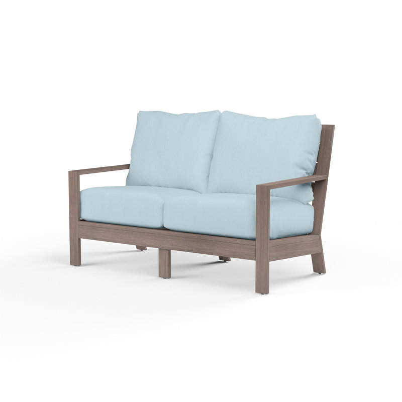 Laguna 56.22'' Wide Rectangle Powder Coated Aluminum Loveseat with Sunbrella® Cushions, Canvas Skyline Sunbrella®