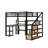 Full Size Metal Loft Bed With Staircase,Desk And Shelves