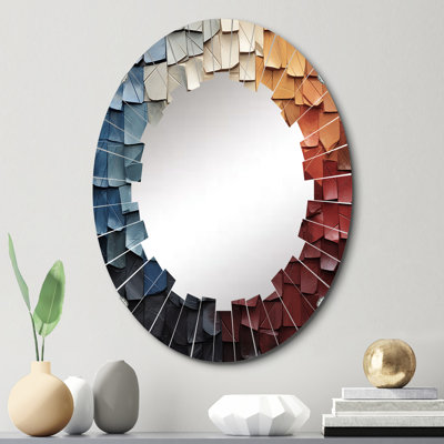 Forest Red Wood Collage III Oval Mirror