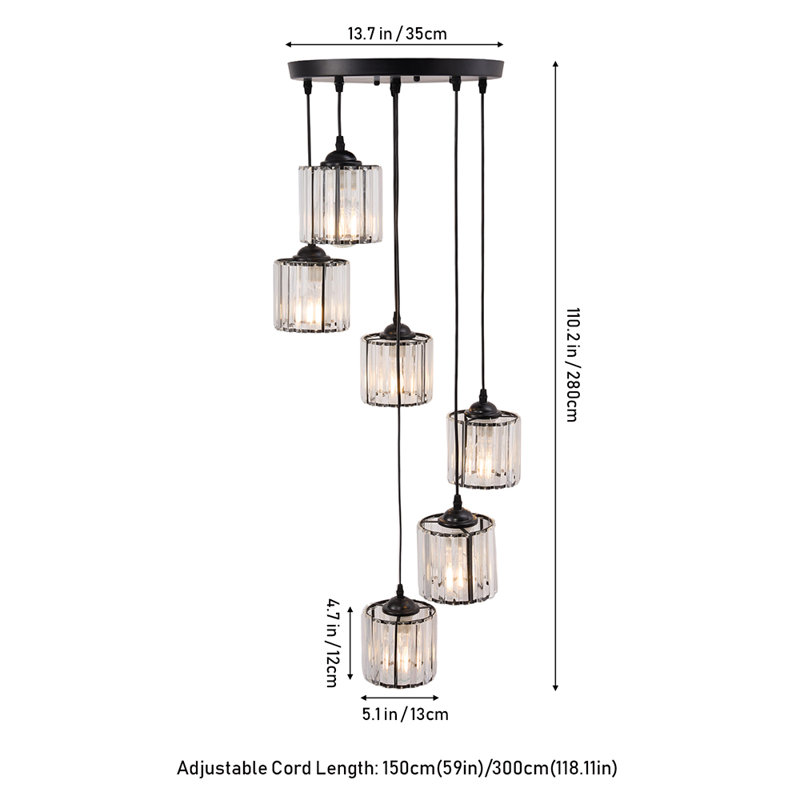 6 - Light Natural Chandelier Pendant