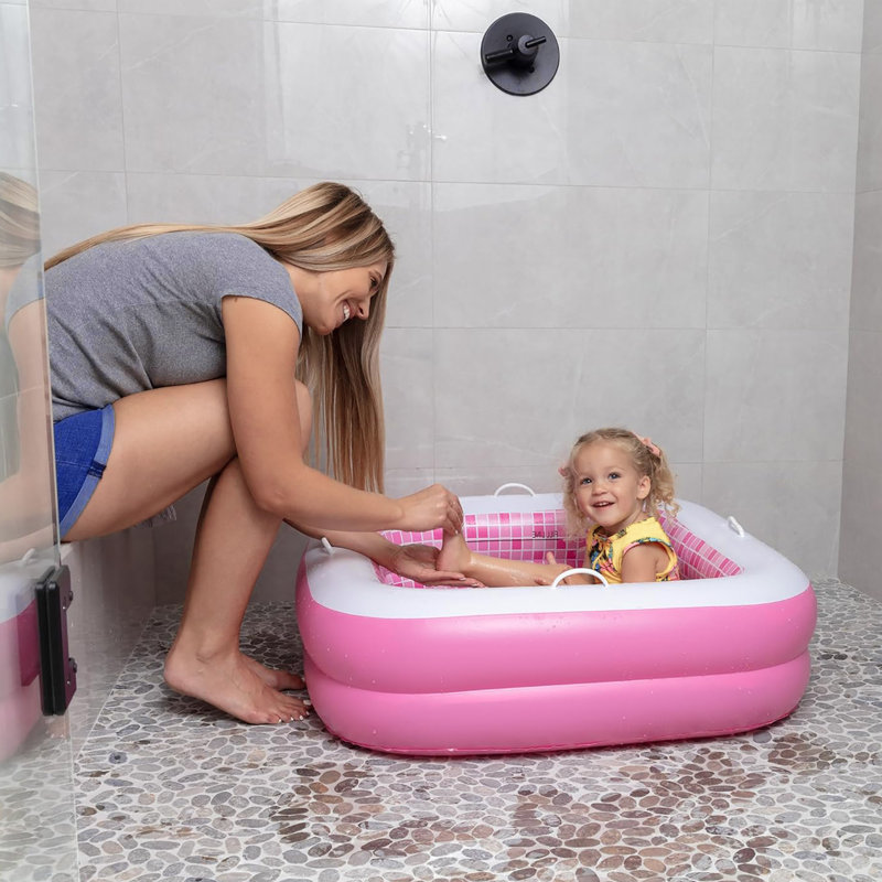 Piscine gonflable carrée de 34 po pour bébés et tout-petits de 1 à 3 ans, un essentiel multifonctionnel pour jouer en été
