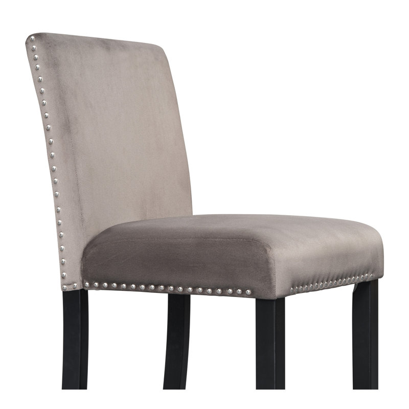 Table de bar, équipée de 2 tabourets de bar, avec dossier et cloison, Gris