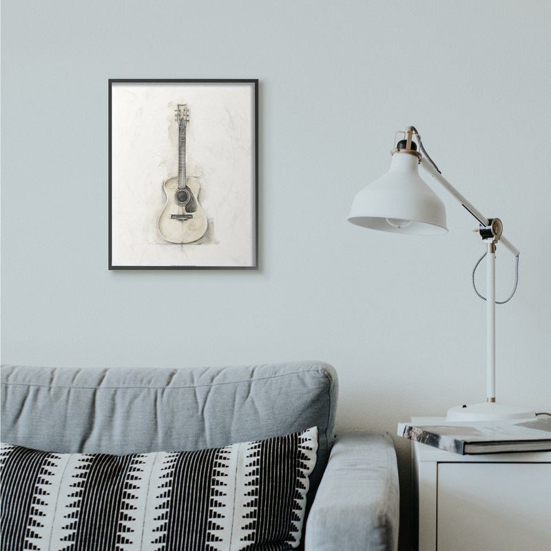 «Acoustique guitare», impression, H 16 po x l 20 po x P 1,5 po, Giclée encadrée noir minuit