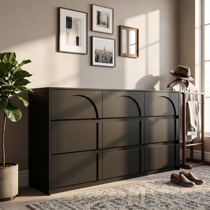 Commode 9 tiroirs Sallye, Noir