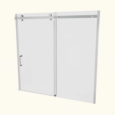 Mod Semi-Frameless Sliding Bathtub Door In Chrome With 5/16 In. (8Mm) Clear Glass