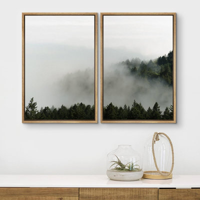 «Misty Morning In Mountain Forest Landscape Decor Decor Nature Modern Rustic Scenic On Canvas», reproduction de 2 pièces