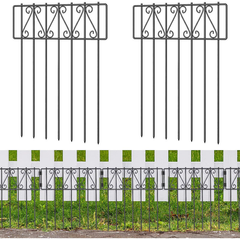Clôture de jardin décorative en métal H 1 pi x l 2 pi