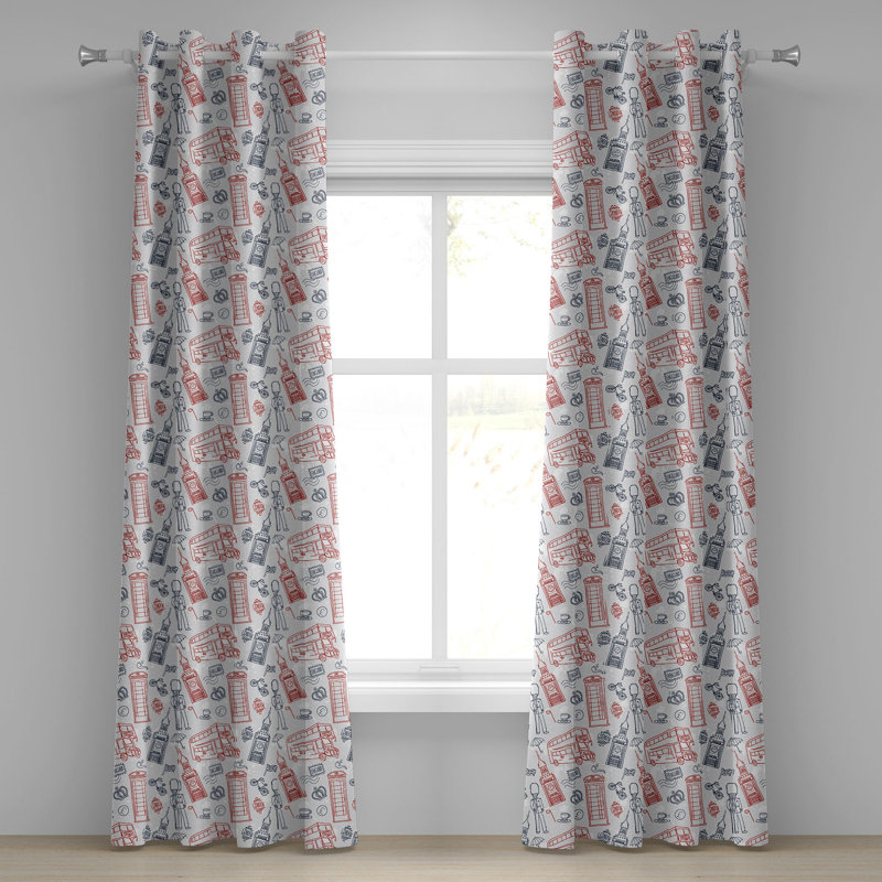 Rideau à 2 panneaux avec œillets Dakota Fields London, 50 po, bleu foncé vermillon, L 50 po x L 120 po