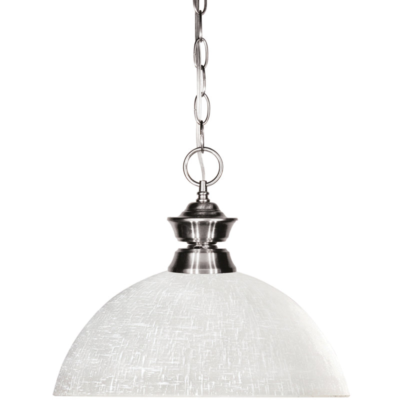 Luminaire suspendu en forme de dôme à 1 lumière Chapa, Nickel brossé, Blanc