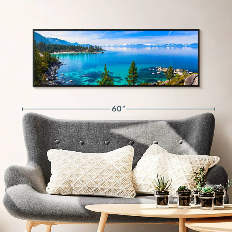 Tranquillité du lac Tahoe, 46 po x 16 po, Cadre flottant noir