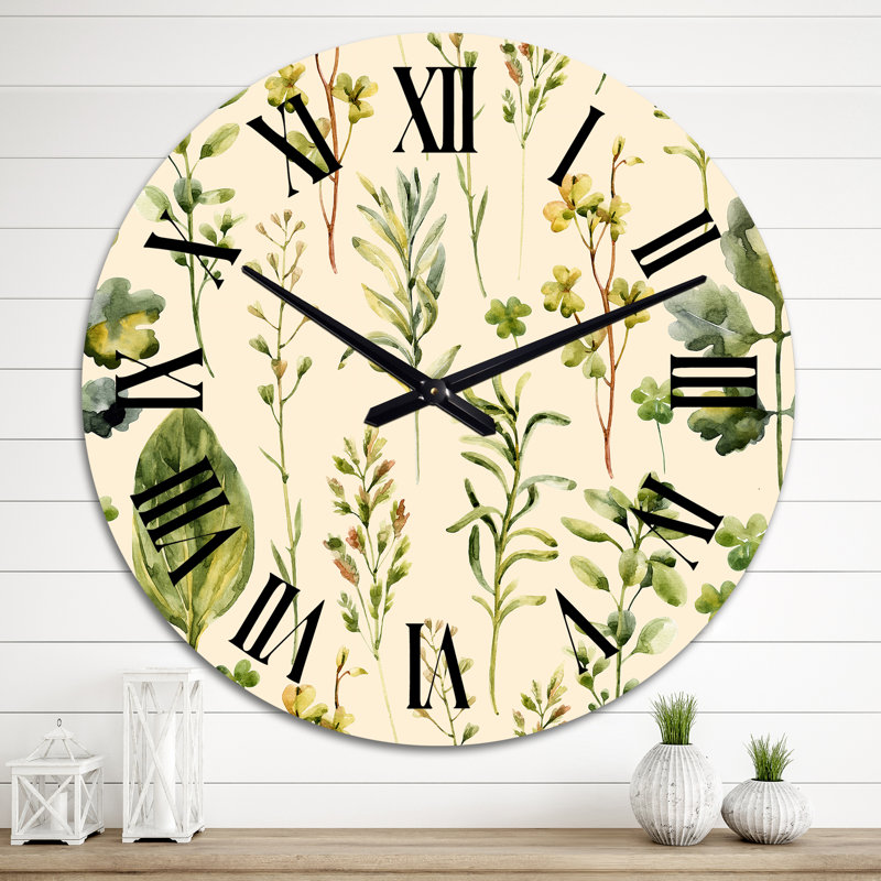 Horloge murale Meadow Weeds and Herbs II, Moyen