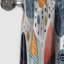 Motif floral bleu, jaune et scandinave - Rideau abstrait - Rideau occultant - 1 panneau-1386282745