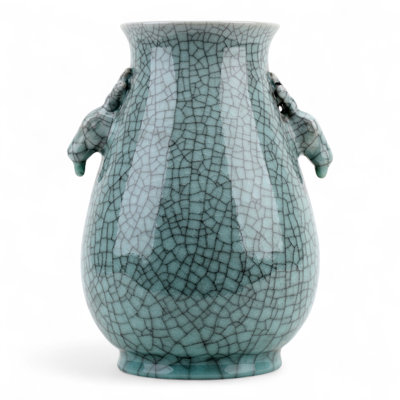 Porcelain Deer Head Handled Vase