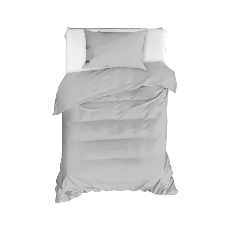 Ensemble de housse de couette 100% coton, Housse de couette 63 "x 87" + 1 taie d'oreiller st, Gris clair